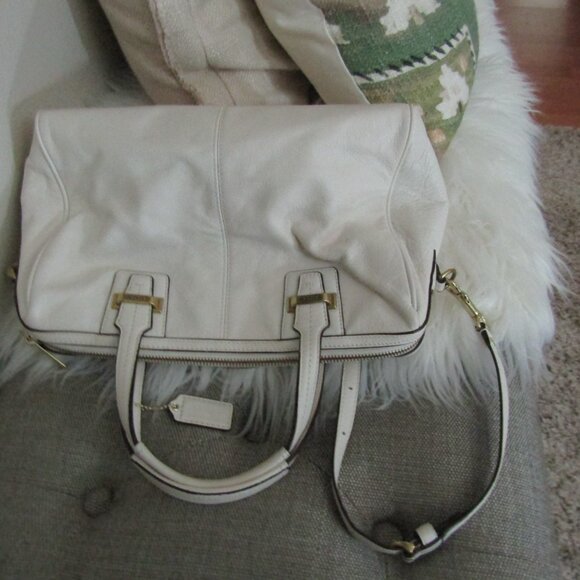 Coach White Leather Satchel With Shoulder Strap - Picture 7 of 11